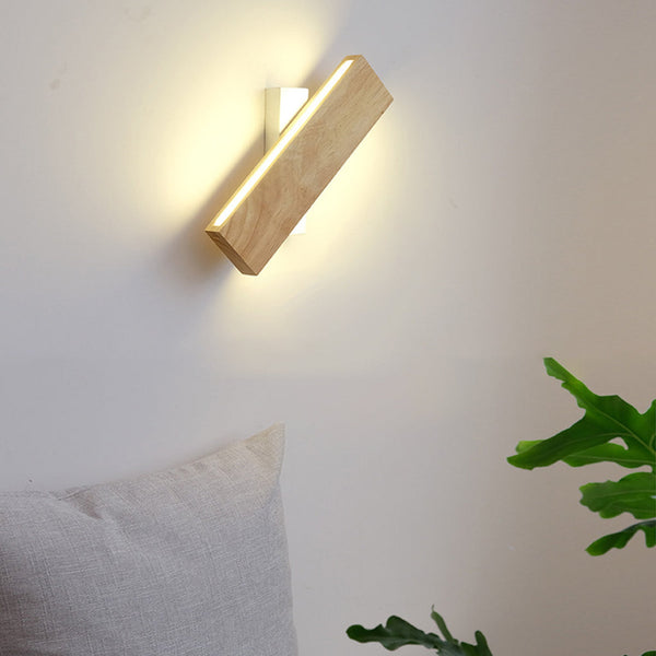 Rotatable Rectangular Wood Led Wall Lamp Ha076016