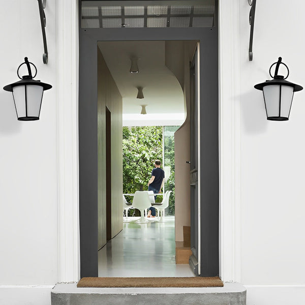 1 Light 13 In Vintage White Opal Frosted Glass Black Outdoor Wall Light