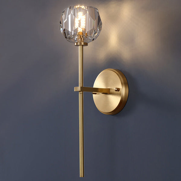 Ball Shaped Led Crystal Gold Postmodern Wall Lamp