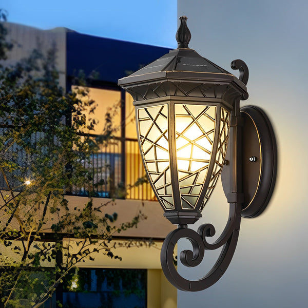 Retro Pattern Solar Powered Wall Lamp Ha080219