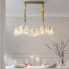 Round Long Wave Glass Clouds 3 Step Dimming Luxury French Style Chandelier