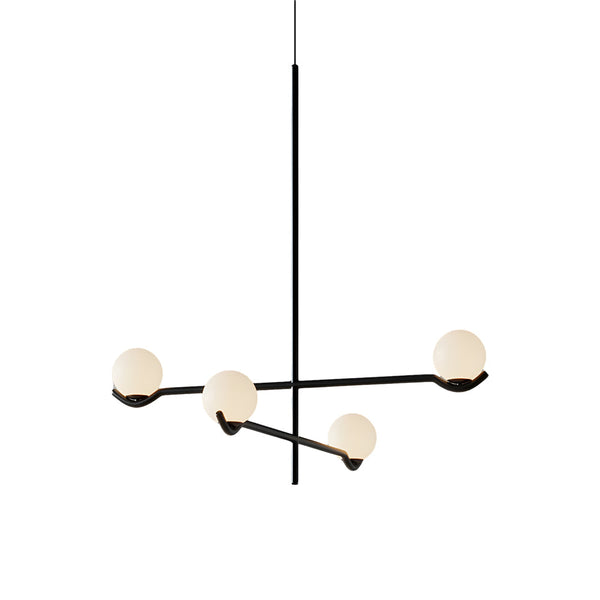 Modern Linear Glass Ball Pendant Light With 3 4 6 Light Black Gold