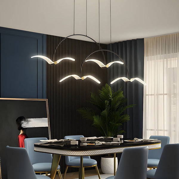 2 4 Light Modern Led Acrylic Seagull Linear Chandelier For Dining