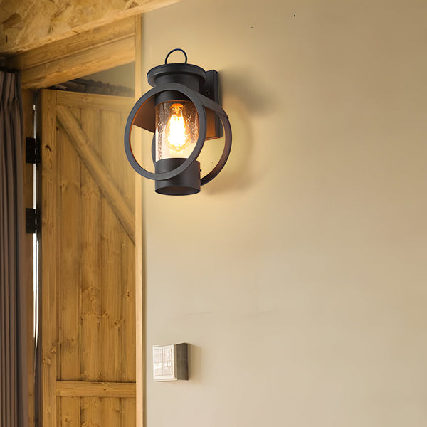 Raindrops Glass 6W Led Edison Lightbulb Black Outdoor Wall Lights