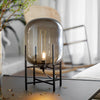 Industrial Standing Metal And Hand Blown Glass Floor Lamp