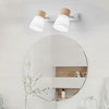 Wood Glass Cone Rotatable Light Wall Sconce White