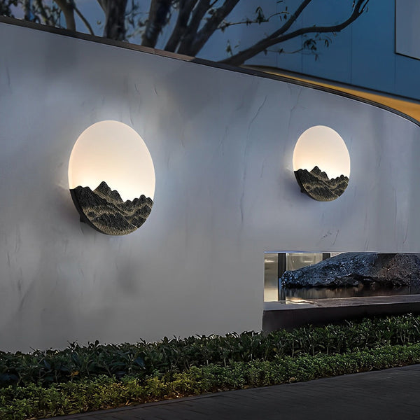 Round Mountain Scenery Outdoor Wall Lamp Li002424