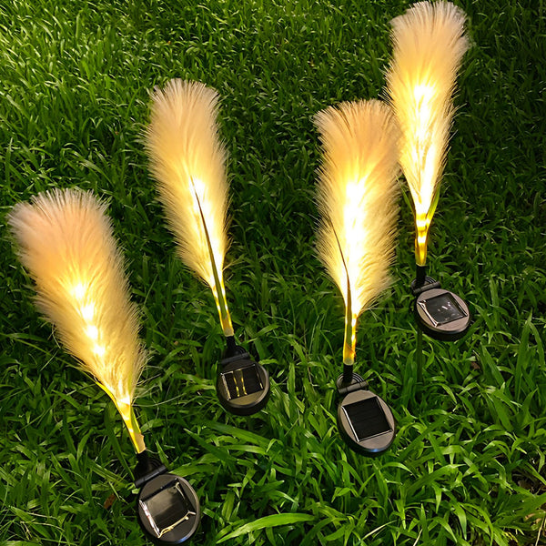 2Pcs Hairy Reed Decor Solar Lawn Lamp Ha080968