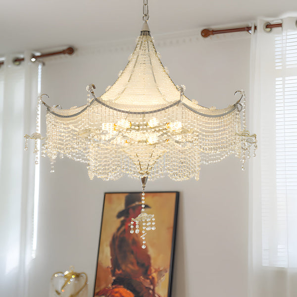 Elegant Pagoda Crystal Chandelier With Led Dimming Elegant Chrome Finish