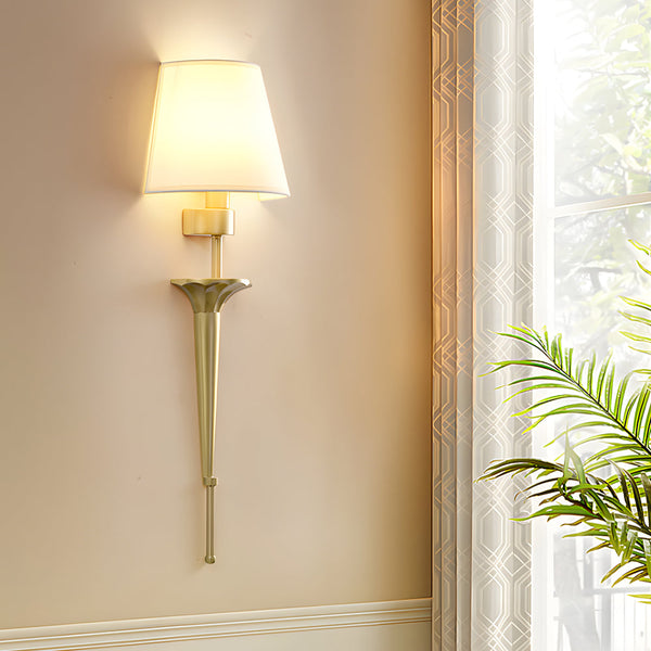 25 98 In H Gold Black Copper 1 Light American Wall Sconce With Fabric Shade