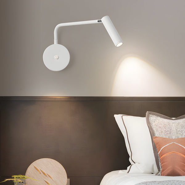 Black White Tube Led Swing Arm Wall Light Adjustable Wall Mounted Spotlight Bedroom Sconce Lamp