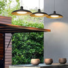 Round Black Hanging Outdoor Pendant Light Metal Saucer Shaped