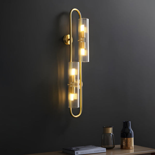 Modern Luxury 4 Light Oval Brass Wall Lamp With Clear Glass Shade