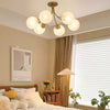 Modern Brass Carved Glass Semi Flush Mount Ceiling Light 6 8 Light