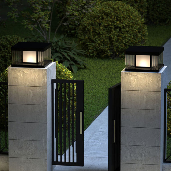 Black Modern Solar Fence Post Light Ha091175