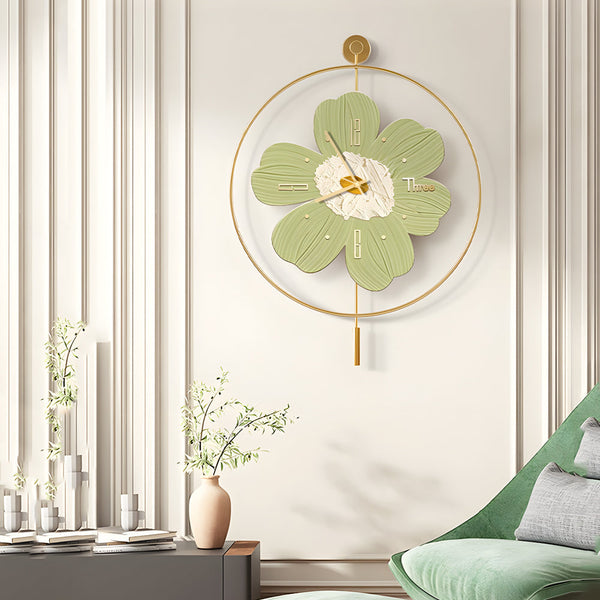 Round Metal Battery Operated Led Flower Wall Clock