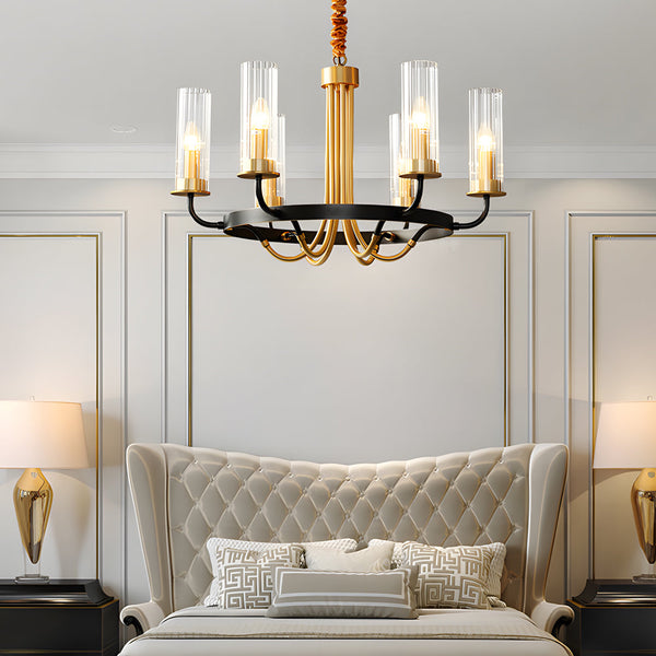 6 8 Light Candlelight Wagon Wheel Chandelier With Glass Shades