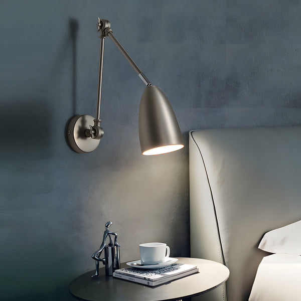 Swing Arm Wall Lamp Long 1 Bulb Rod Rocker Arm Wall Mounted Sconce With 3 Adjustable Joints