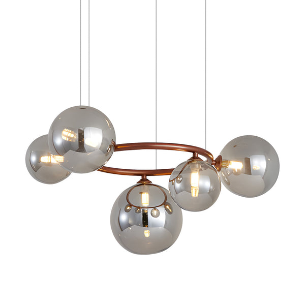 5 7 9 Light Glass Ball Circular Contemporary Chandelier With 3 Step Dimming