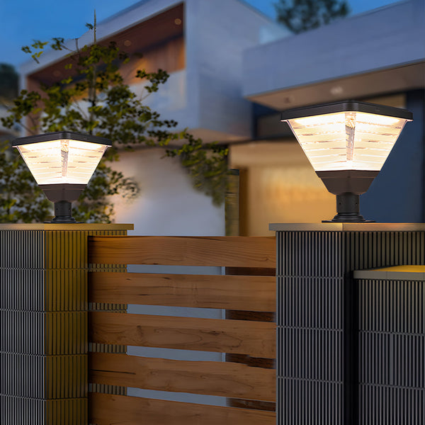 Black Square Solar Led Pier Mount Post Light