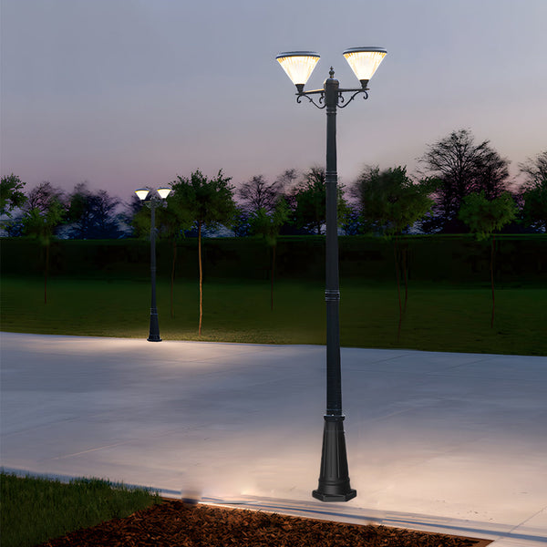 102 Inch Black Outdoor Street Light With 3 Light Post Lamp And Pole