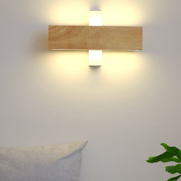 Rotatable Rectangular Wood Led Wall Lamp Ha076016