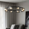 Round 6 8 10 Lights Curved Striped Glass Led Dimmable Nordic Chandelier Li002764