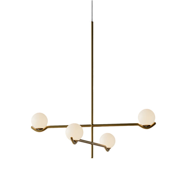 Modern Linear Glass Ball Pendant Light With 3 4 6 Light Black Gold