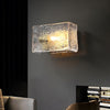 Elegant Rectangular Ripple Glass Bedside Wall Lamp Modern Brass Fixture