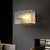 Elegant Rectangular Ripple Glass Bedside Wall Lamp Modern Brass Fixture