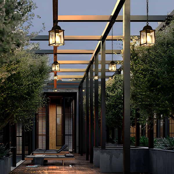 Square Black Modern Outdoor Pendant Light Ha092599