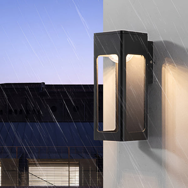 Rectangular Ip65 Waterproof 12W Led Black Modern Outdoor Wall Lamp Sconces