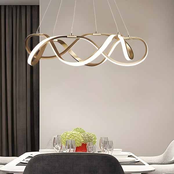 Modern Round Dimmable Led Aluminum Geometric Chandelier Gold