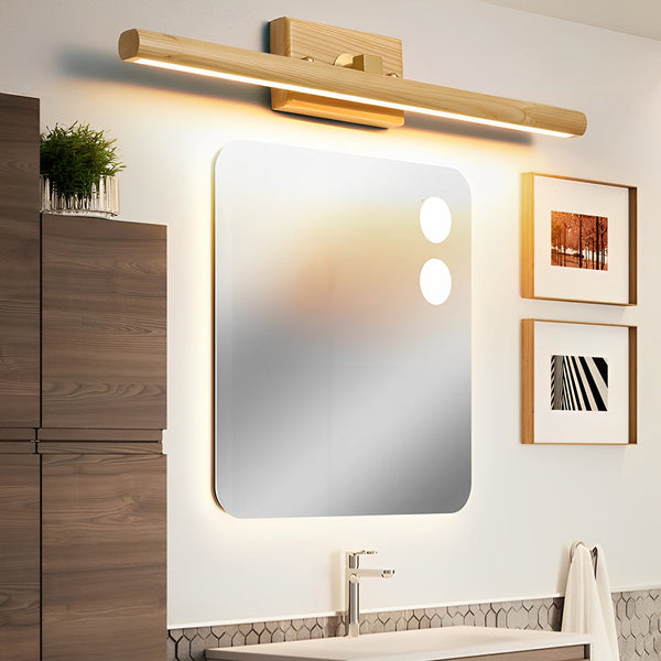 Rotatable Wood Bathroom Vanity Light Dimmable Led
