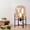Industrial Standing Metal And Hand Blown Glass Floor Lamp