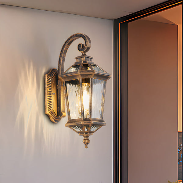 1 Light Black Clear Water Glass Outdoor Wall Light Lantern Wall Sconce Porch Wall Mounted Lights Exterior Wall Lamp