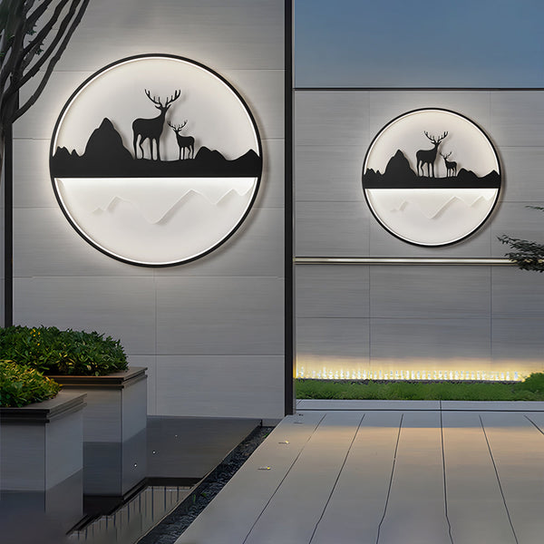 Round Mountain Scenery Outdoor Wall Light Li002710