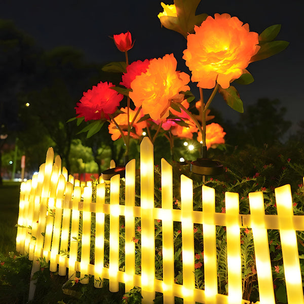 8 Pack Wave Shaped Solar Led Lighted Garden Fence For Christmas