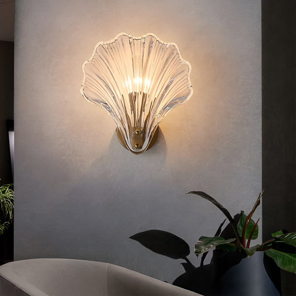 Creative Fan Shaped Glass Three Step Dimming Led Wall Sconce