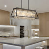 Trapezoidal Black Metallic Crystal Dining Room Chandeliers 2 Sizes