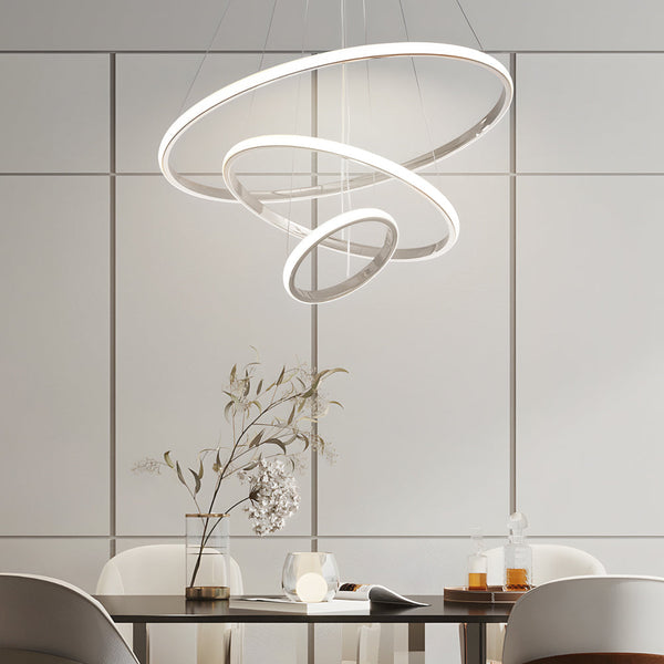 Contemporary Hanging 3 4 Light Tiered Ring Chandelier Chrome