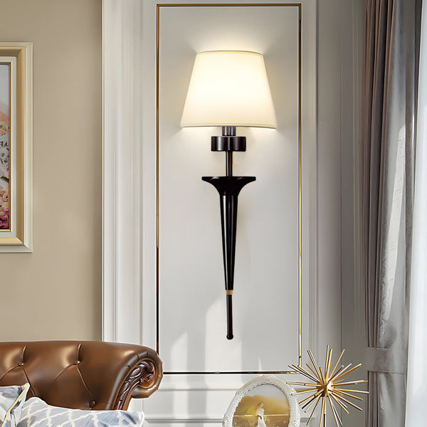 25 98 In H Gold Black Copper 1 Light American Wall Sconce With Fabric Shade