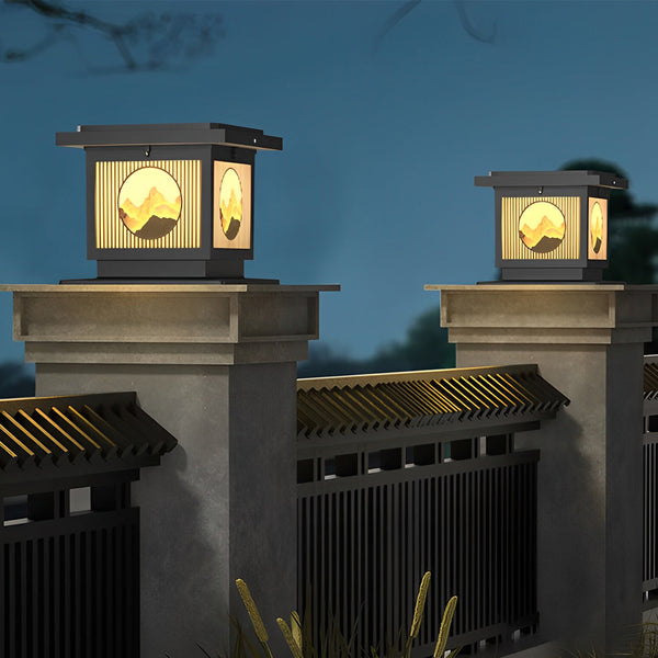 Mountain Scenery Solar Post Caps Light Ha085041