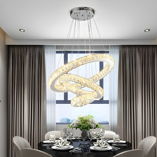 Luxury Crystal Led Chandelier 3 Tier Geometric Or Stacked Led Pendant Light
