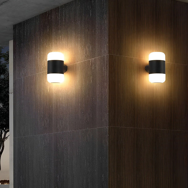 Round Up And Down Led Black Outdoor Wall Lamp Li002182