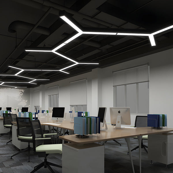 4 Pcs Modern Seamless Y Shaped Linear Led Office Pendant Lights