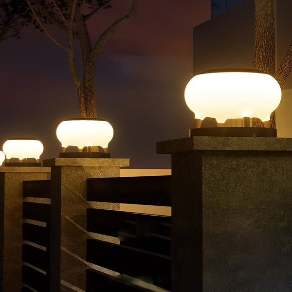 Round Drum Solar Fence Post Light Ha091125