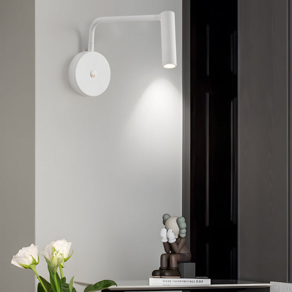 Black White Tube Led Swing Arm Wall Light Adjustable Wall Mounted Spotlight Bedroom Sconce Lamp