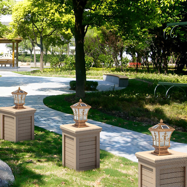 Vintage Pattern Solar Powered Fence Post Light Ha083053