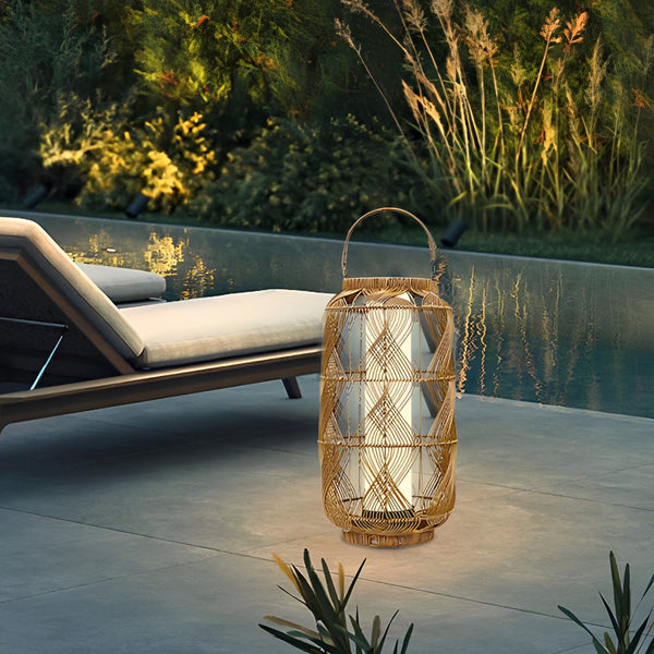 Rattan Portable Solar Floor Lamp Ha088303